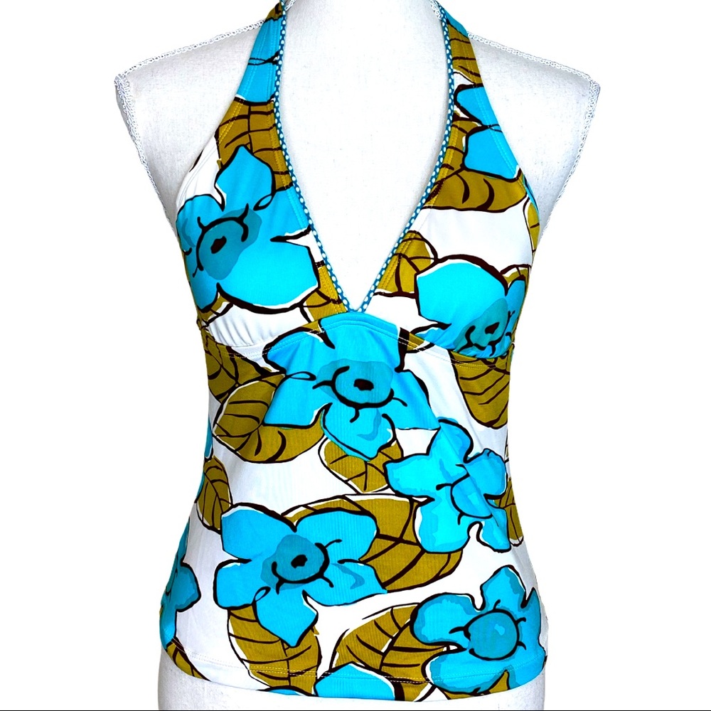 JAG Abstract Floral Halter Tankini Top Size Small